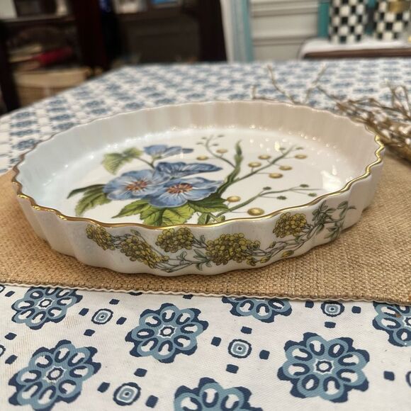 Spode Stafford Flowers Lida & Acacia Flan Tart Quiche Dish 10" Round NEW - Picture 5 of 9